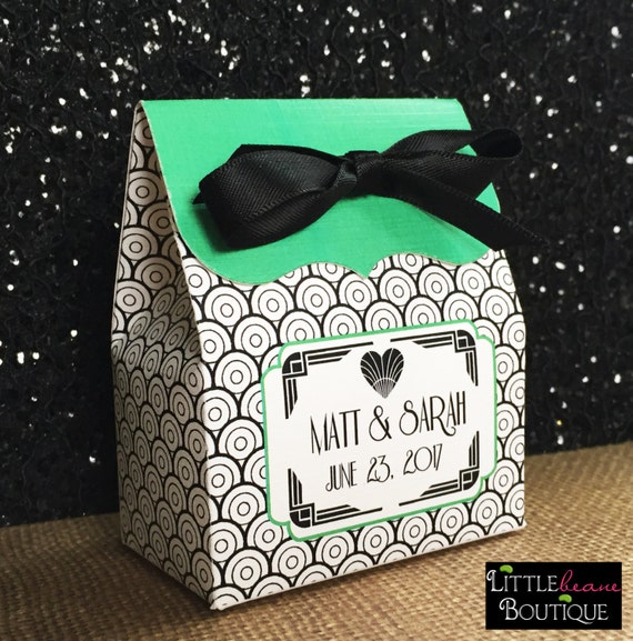 Art Deco Wedding favor boxes, Art Deco Favor box, 1920's Wedding favors, Personalized, Bridal Shower, Candy Buffet box, Treat box Il_570xn