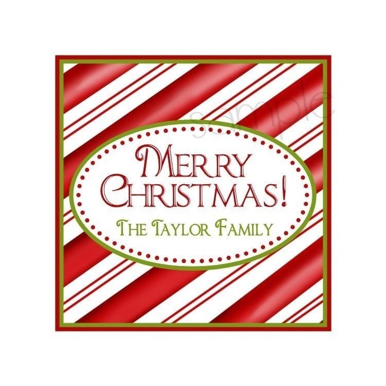 Christmas Stickers Candy Cane Stripe Gift Sticker Etsy