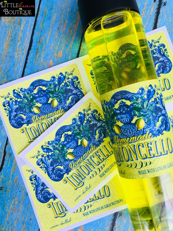 Custom Limoncello labels - Large Homemade Limoncello labels- Lemon Stickers - Mediterranean labels - Vintage Bottle labels Il_570xn
