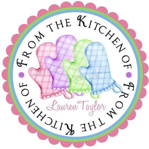 Kitchen Stickers, baking Labels,Oven Mitts, Pink, Green, purple, blue, Kitchen, Cooking, Baking, Goodies, Treats, Labels, Set of 12