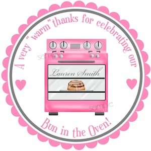 Bun in the oven stickers, Baby Shower stickers,personalized  New baby stickers, Labels, Seals, Favor, Baby Shower, set of 12