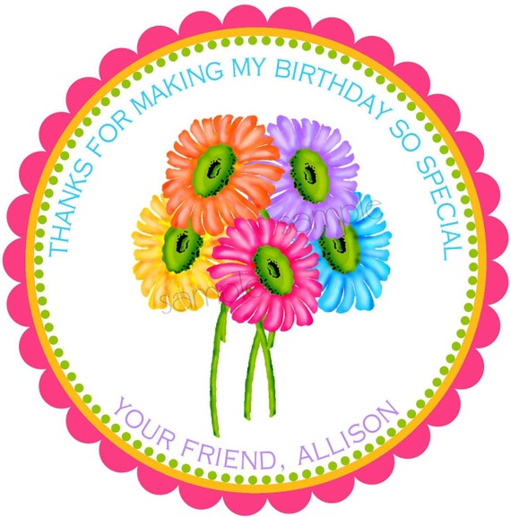 Daisy Stickers, Gerber Daisy stickers, Summer Flower Stickers, Floral, Gifts, Labels, Seals, Favor labels Il_570xn