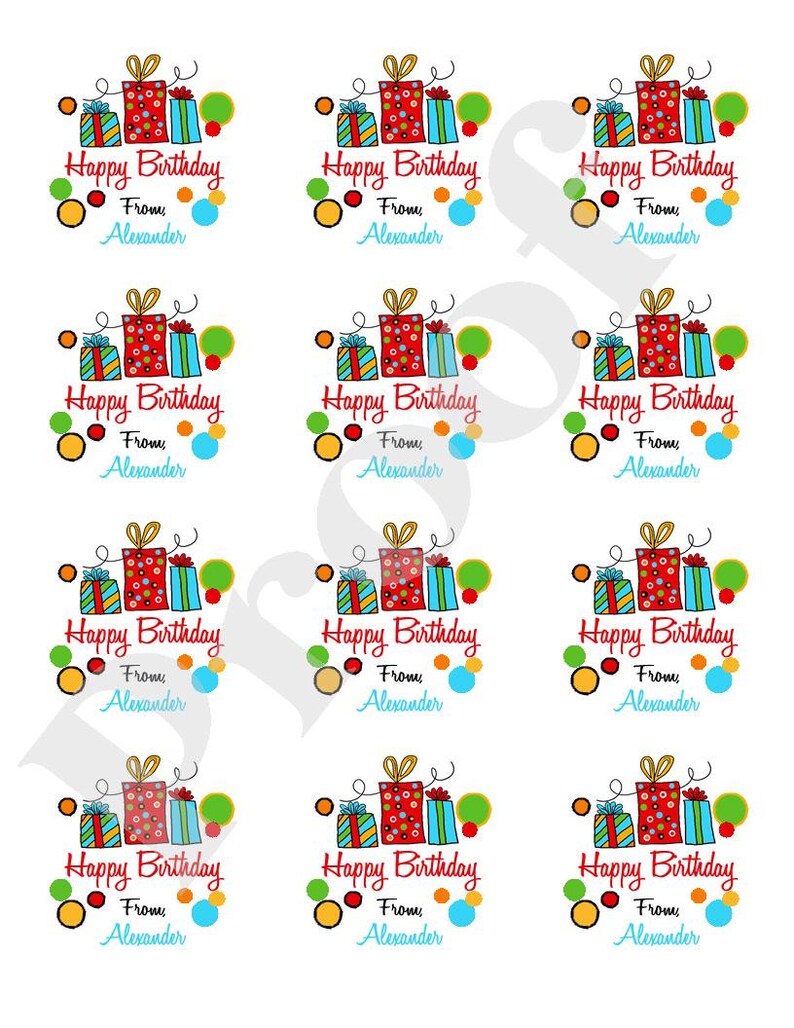 Birthday Gift Stickers, Littlebeane Birthday Gifts, NEW BOY COLORS, Children, Kids, Favor, Polka Dots, Set of 12 image 2