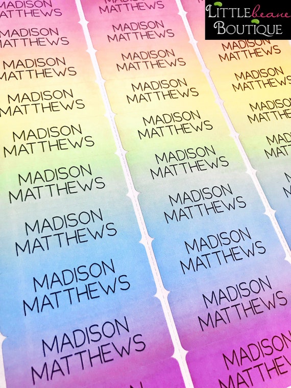 Back to school Labels, Rainbow Name Labels, Rainbow Name stickers, Kids school supply labels, Rainbow Return Adress Labels Il_570xn