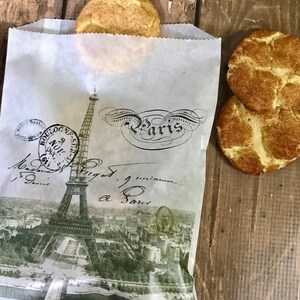 French Favor bags, Large French patisserie bags, boulangerie bags, Paris Party treat bags, glassine bags, Vintage Eiffel Tower bags image 4