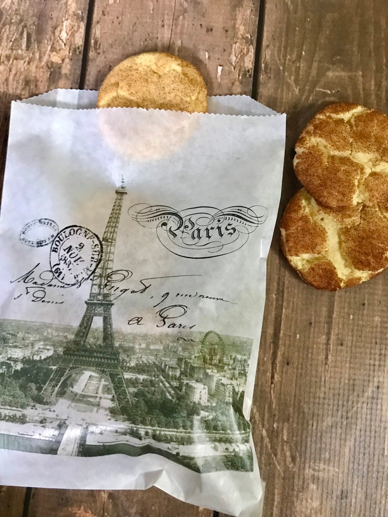 French Favor bags, Large French patisserie bags, boulangerie bags, Paris Party treat bags, glassine bags, Vintage Eiffel Tower bags image 4