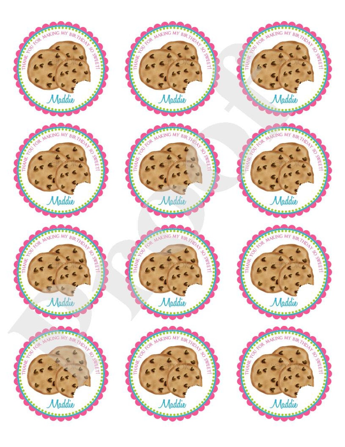 Cookie Stickers Chocolate Chip Cookies Baking Cooking Etsy