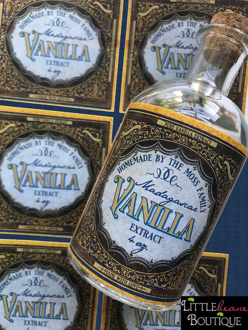 Custom Vintage Vanilla Extract Labels Homemade Vanilla Etsy