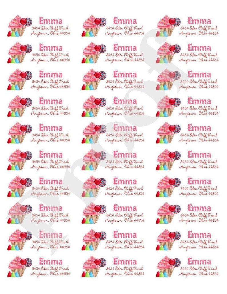Candy Address labels Return Adress Labelscupcake lollipop Etsy