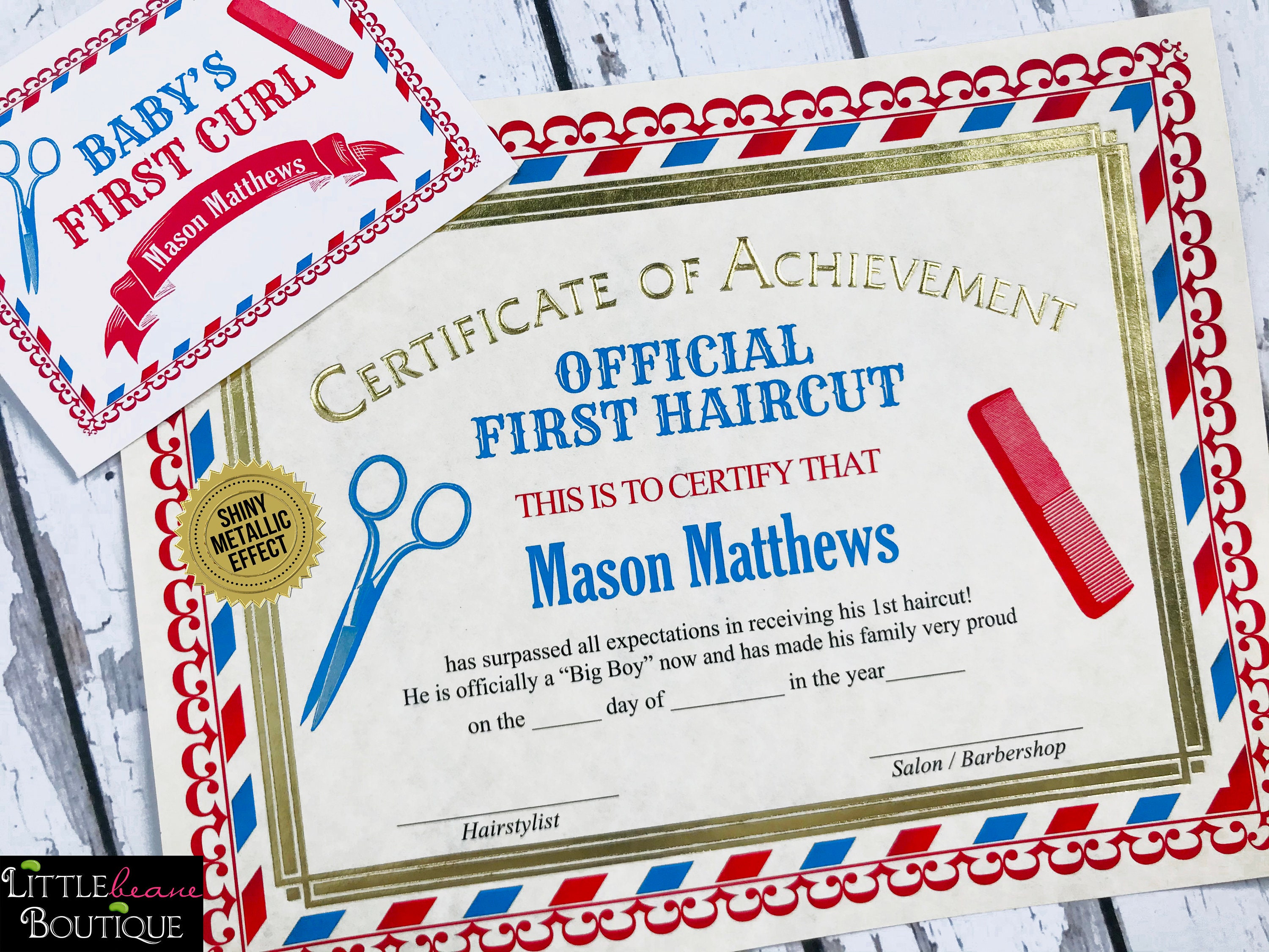 Personalized Baby's First Haircut Certificate and - Etsy