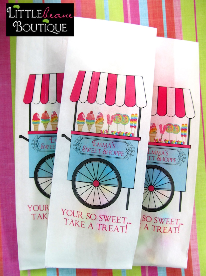 Candy favor Bags, Sweet Shoppe Cart, sweet shop Favor bags, Candy Buffet, Birthday party, Sweets, Treat bags image 4