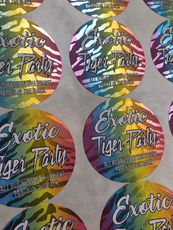 Exotic Tiger Party, Tiger Stickers, Tiger Party labels, Tiger Print Stickers, Favor bag labels Il_570xn