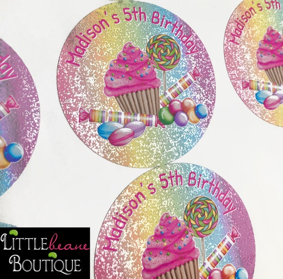 Candy Lollipop Stickers, Cupcake stickers, Candy Party, party favors, REAL GLITTER SPARKLE, Shimmer, Lollipop labels, Sweet Shop Il_570xn