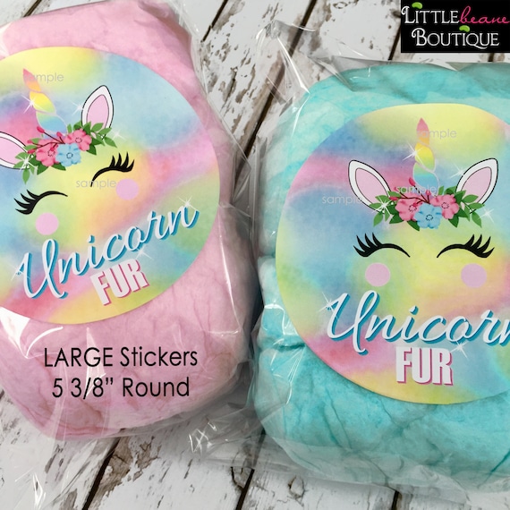 LARGE Unicorn Stickers,Unicorn Party, Unicorn Birthday Party,Unicorn favors,Unicorn Cotton Candy,Baby Unicorn Fur,Personalized stickers Il_570xn