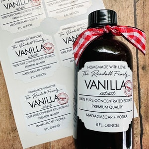 Waterproof Vanilla Extract Labels, Personalized Vanilla Extract Stickers, Vanilla Extract bottle labels, Homemade Vanilla labels, Minimalist