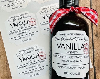 Personalized Waterproof Vanilla Extract Labels | 2" Square Minimalist Homemade Bottle Stickers