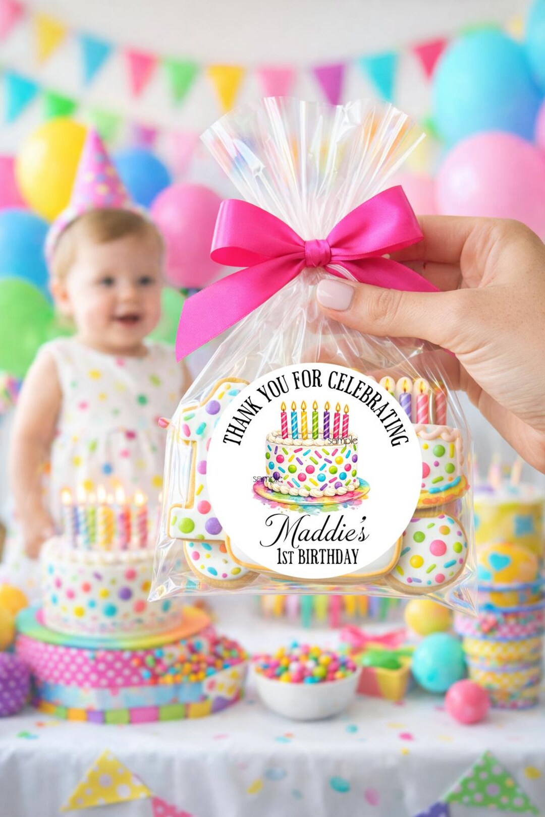 Personalized Birthday Cake Stickers, Kids Custom Name Party Labels, 1st ...