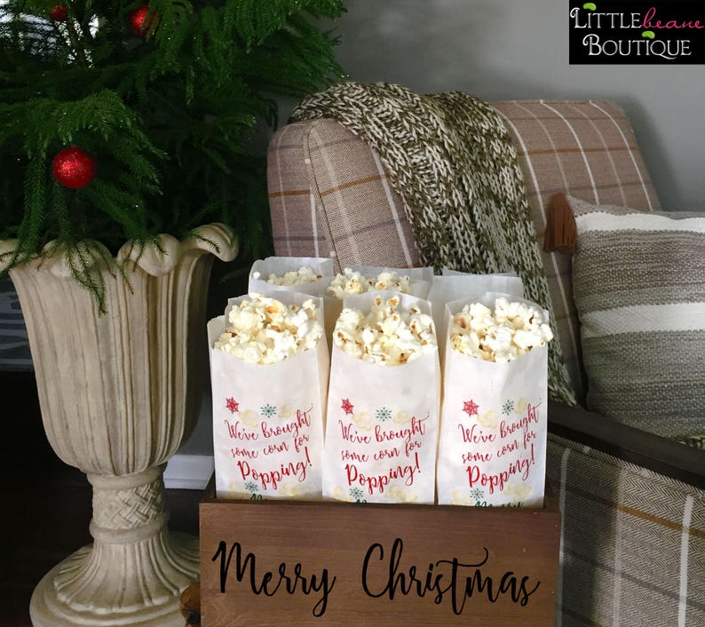 Christmas Popcorn bags Holiday Popcorn bags Caramel corn Etsy