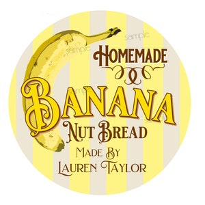 Banana Nut Bread Labels, Banana Stickers, Banana Bread Baking labels, Personalized Kitchen Stickers, personalized stickers