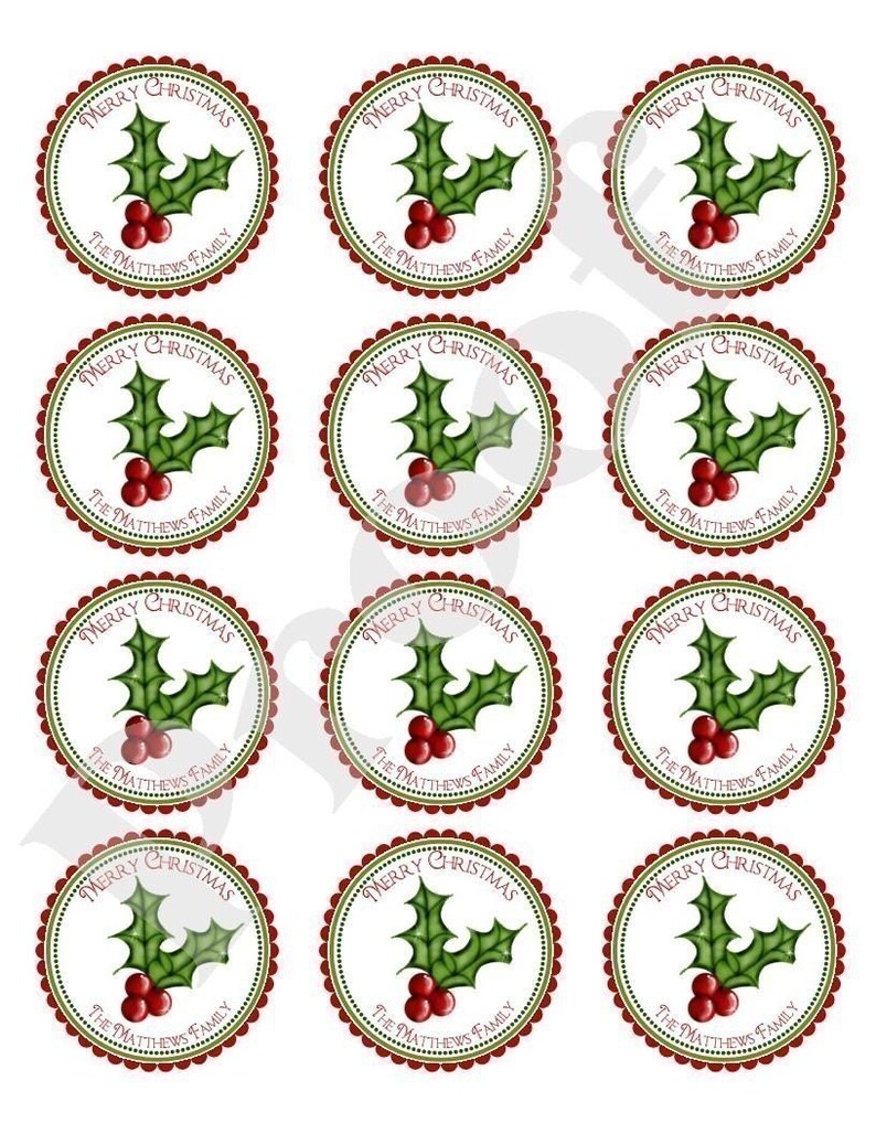 Christmas Stickers Holly Labels Christmas Holiday Labels Etsy