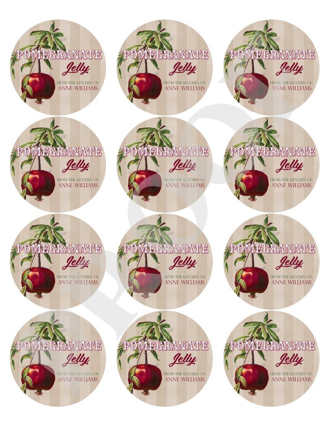 Pomegranate Labels Canning Labels Jelly Jam Preserves - Etsy