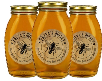 Personalized Honey Jar Labels, Custom Honey Jar Stickers, Honeycomb labels, mason jar labels, rustic Canning labels, honeybee Jar Labels