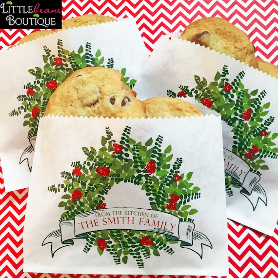 Christmas Cookie Bags Christmas Wreath Christmas Baking Etsy