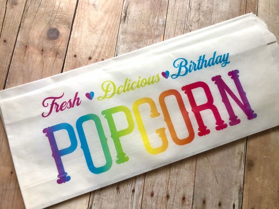 Rainbow Favor Bags, Rainbow Popcorn Bags, Rainbow Party, Tall Favor bags, Birthday party, Rainbow treat bags, Vintage Popcorn bags Il_570xn