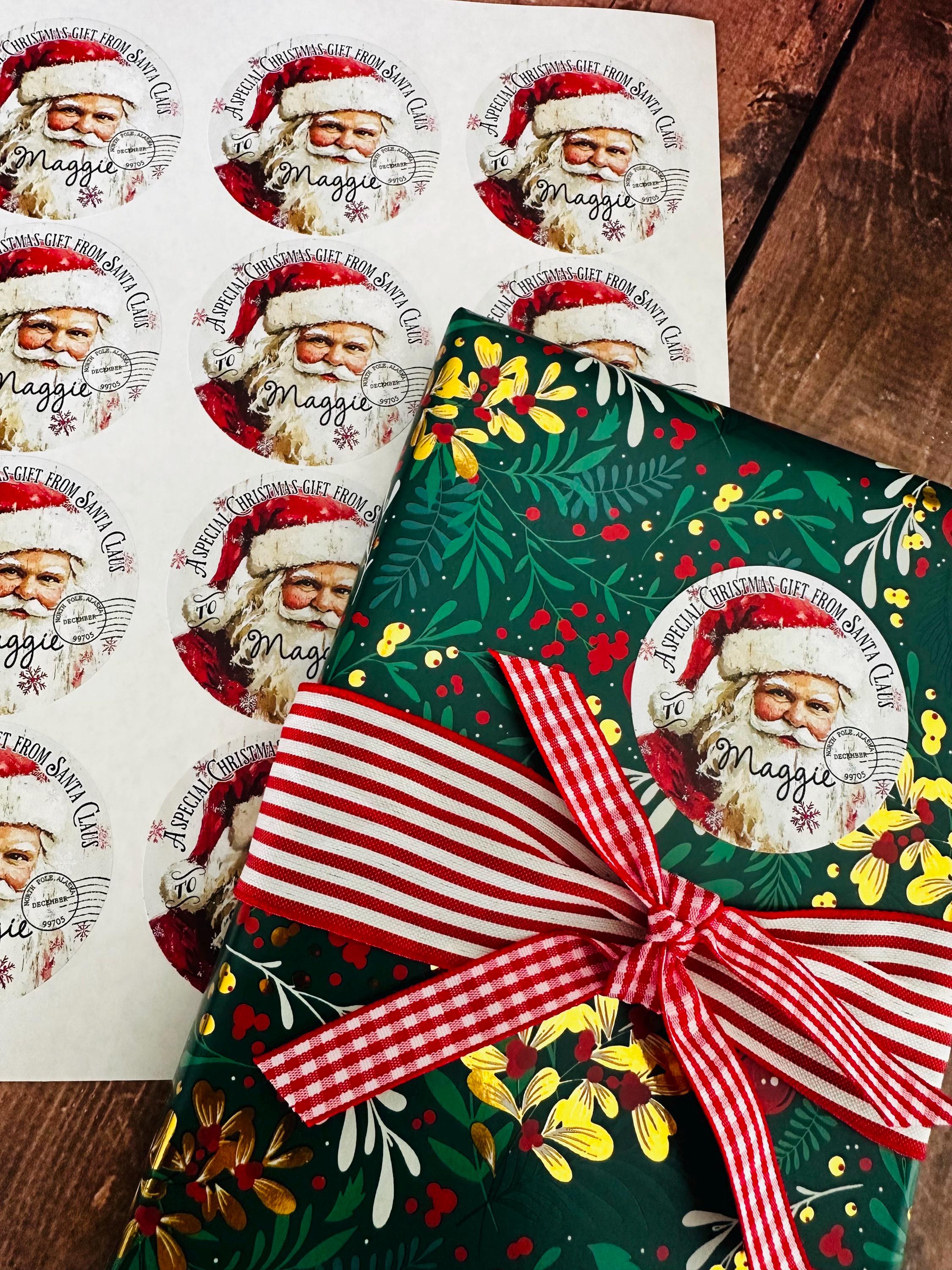 Kid Santa Sticker Santa Gift Stickers, Kids Name Santa Gift Tags, Christmas Gift Stickers ...