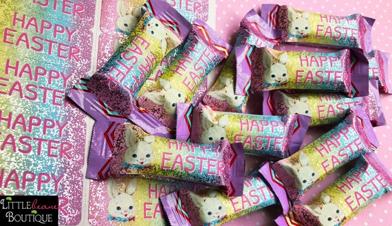 Easter Stickers, Easter Bunny labels, Candy bar stickers, Easter candy labels, Class treats, candy bar wrappers, Easter favors, REAL SHIMMER Il_570xn