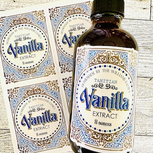 Waterproof Vanilla Extract Labels, Personalized Vanilla Extract Stickers, Rustic Vanilla Extract bottle labels, Homemade Vanilla, Tahitian