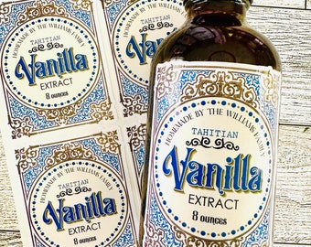 Waterproof Vanilla Extract Labels, Personalized Homemade Vanilla Stickers, Rustic bottle tags
