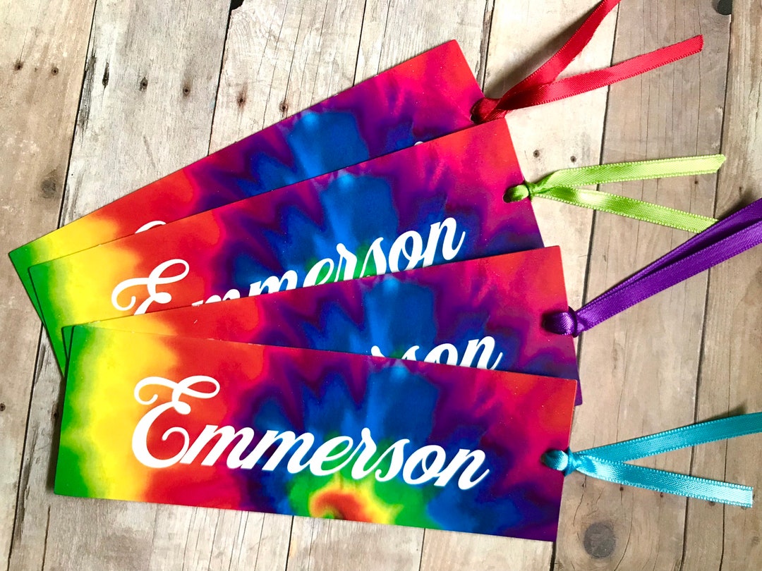 Personalized Bookmarks Kids Bookmarks Rainbow Tie Dye Bookmarks Kids