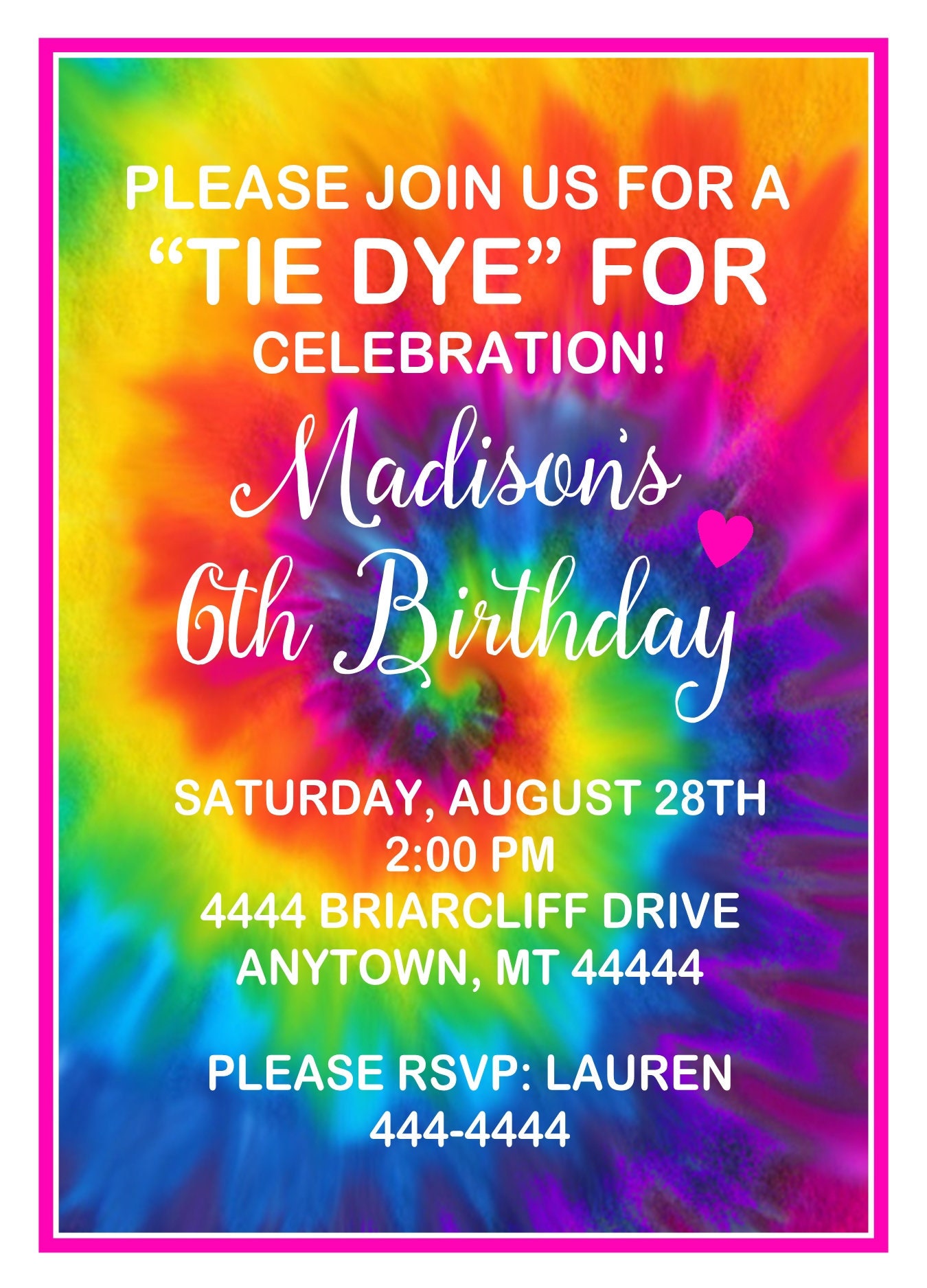 Tie Dye Invitations Tie Dye Birthday Party Tie Dye Party - Etsy UK