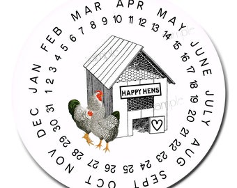 Chicken Egg Labels, Chicken Coop Date Stickers, Farm Fresh Egg Labels, Egg container Stickers, Egg Date Stickers, set of 36