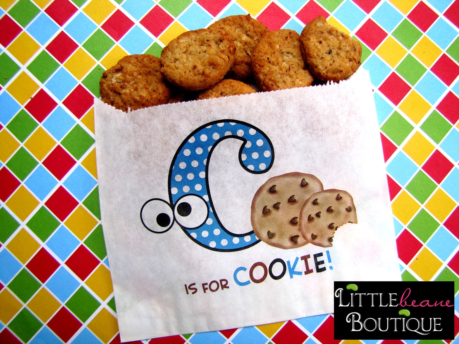 Custom Cookie bags C is for cookie Googley eyes cookie Etsy