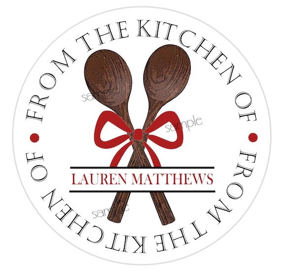 Personalized Baking Stickers, Wooden Spoon Stickers, Baking Labels