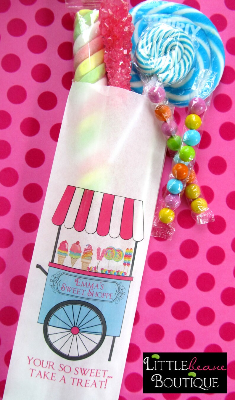 Candy favor Bags, Sweet Shoppe Cart, sweet shop Favor bags, Candy Buffet, Birthday party, Sweets, Treat bags image 2