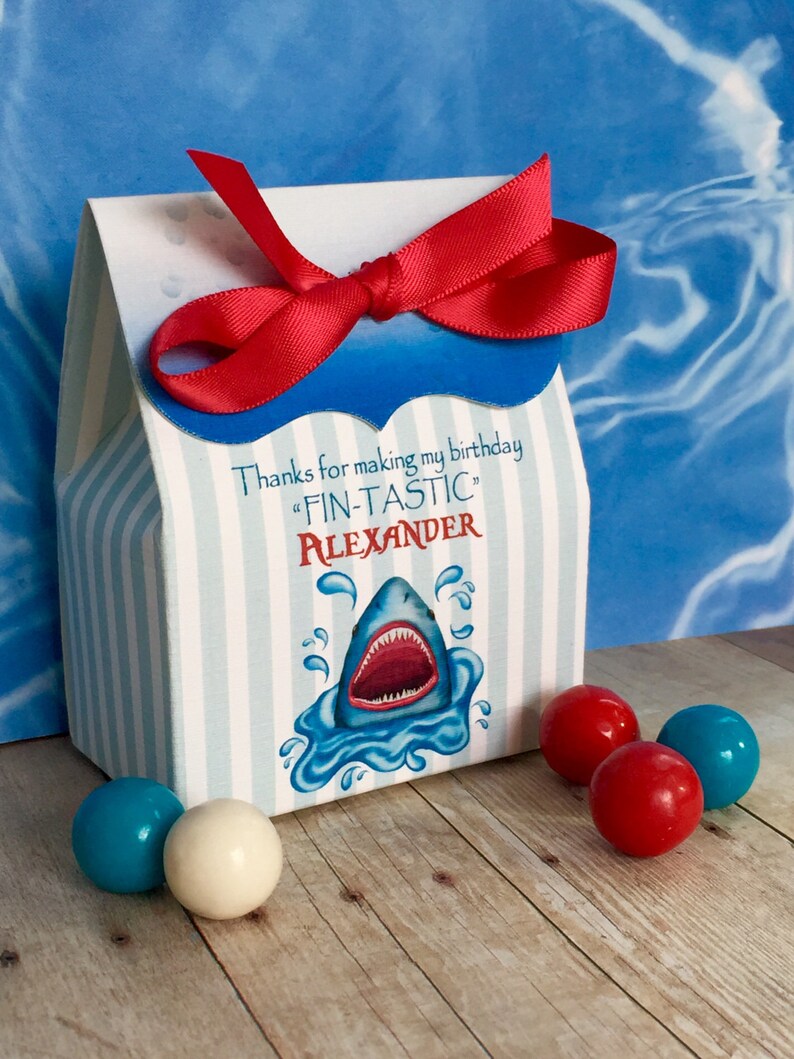 Shark party favor boxes candy box shark Birthday party personalized shark favor box Gift box Shark Party favors custom