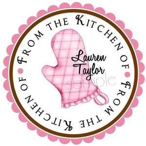 Personalized baking labels, kitchen baking stickers, custom baking labels, kitchen stickers, Oven Mitt Labels, Homemade by, Baked with Love pink