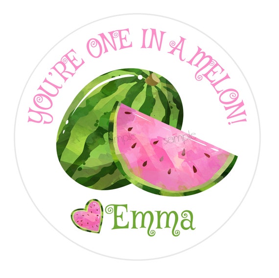 Watermelon Stickers - Pink Watermelon Labels - Watermelon Birthday Party - Favor Bag Stickers - Treat Bag Labels - Set of 12 Il_570xn
