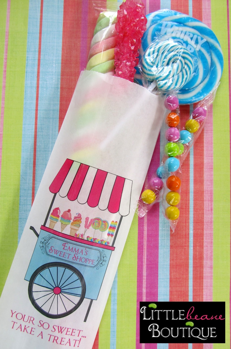 Candy favor Bags, Sweet Shoppe Cart, sweet shop Favor bags, Candy Buffet, Birthday party, Sweets, Treat bags image 1