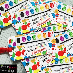 Art Party Favor Tags,Art birthday Party, Painting party, favor tags, paint box, gift tags,hang tags,paint splatter