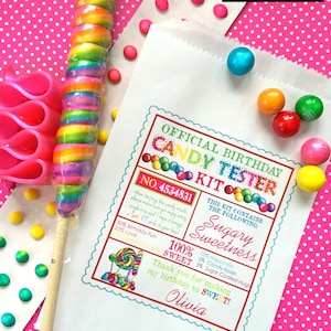 Candy Favor Bags, Candy Birthday Party, Paper Treat bags, Favor bags, Candy Tester Kit bags, Candy Party favors, Printed Paper Bags