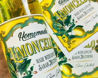Custom Limoncello labels, Large Homemade Limoncello labels, Lemon Stickers, Homemade Limoncello Stickers, Vintage style, Bottle labels