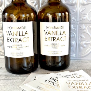 GOLD Waterproof Homemade Vanilla Extract Labels - Personalized Vanilla Extract Stickers - Square Modern Vanilla Extract stickers