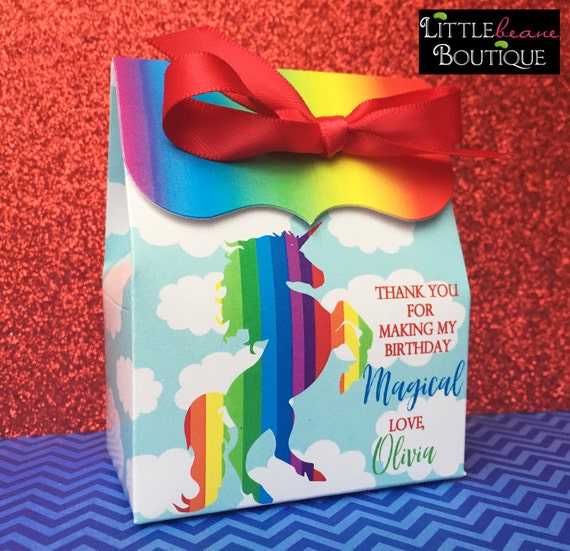 Various Rainbow Personalised Children Party Boxes Gift Favour