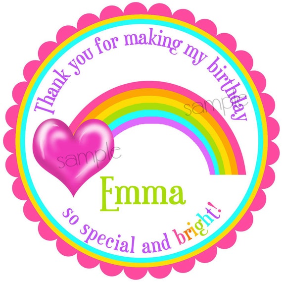 Rainbow Heart Stickers, Rainbow, Birthday party, Hot Colors, favor stickers, Summer, Labels, Birthday party, Children, Kids Il_570xn