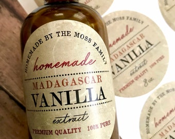 Vanilla Extract Labels - Homemade Madagascar Vanilla Extract labels - Vintage Vanilla Extract bottle labels - Water Resistant