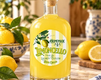 Custom Limoncello Labels, Vintage Lemon Style Labels, Italian Stickers, Homemade Limoncello Bottle labels, Lemon Stickers